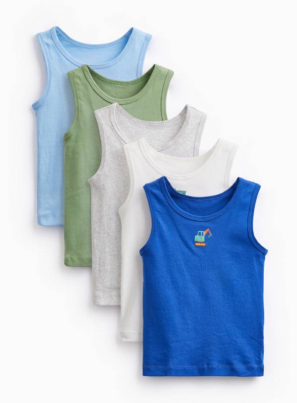 Pure Cotton Construction-Inspired Vests 5-Pack 1.5-2 years